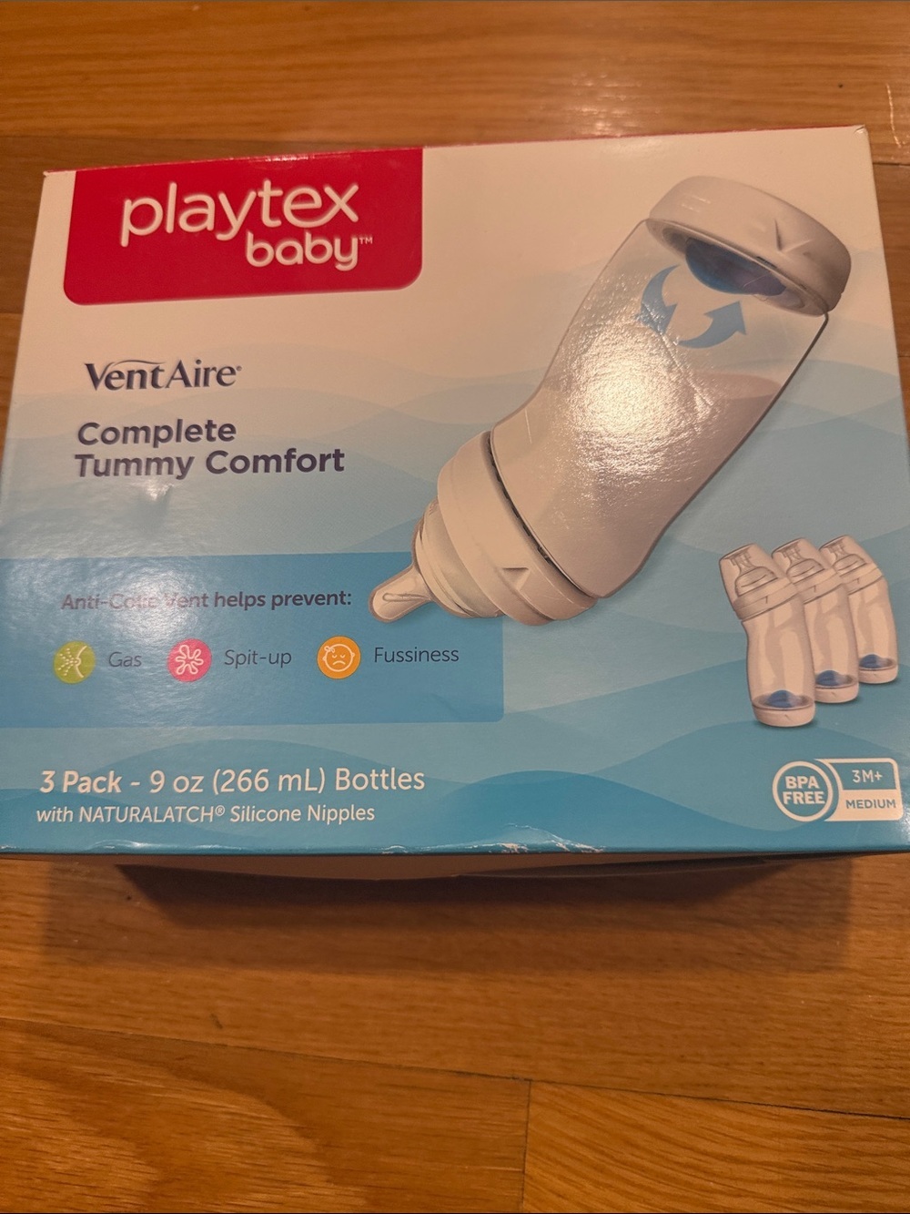 New in box Playtex baby Vent Aire 3pack 9oz bottles .